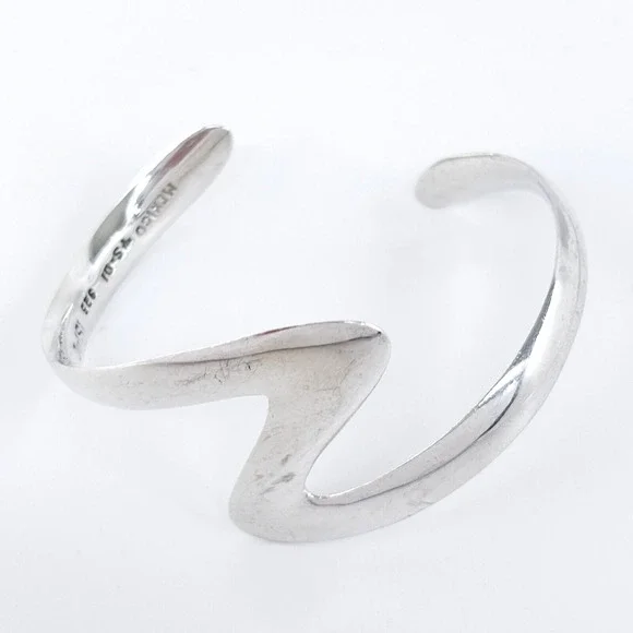 Vintage OuiSi Mexico Taxco TS-01 Sterling Silver 925 Zigzag Cuff Bracelet 6" - Picture 3 of 10